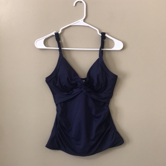 Tommy Bahama Pearl Underwire Twist Front Tankini Top Navy - Picture 3 of 6